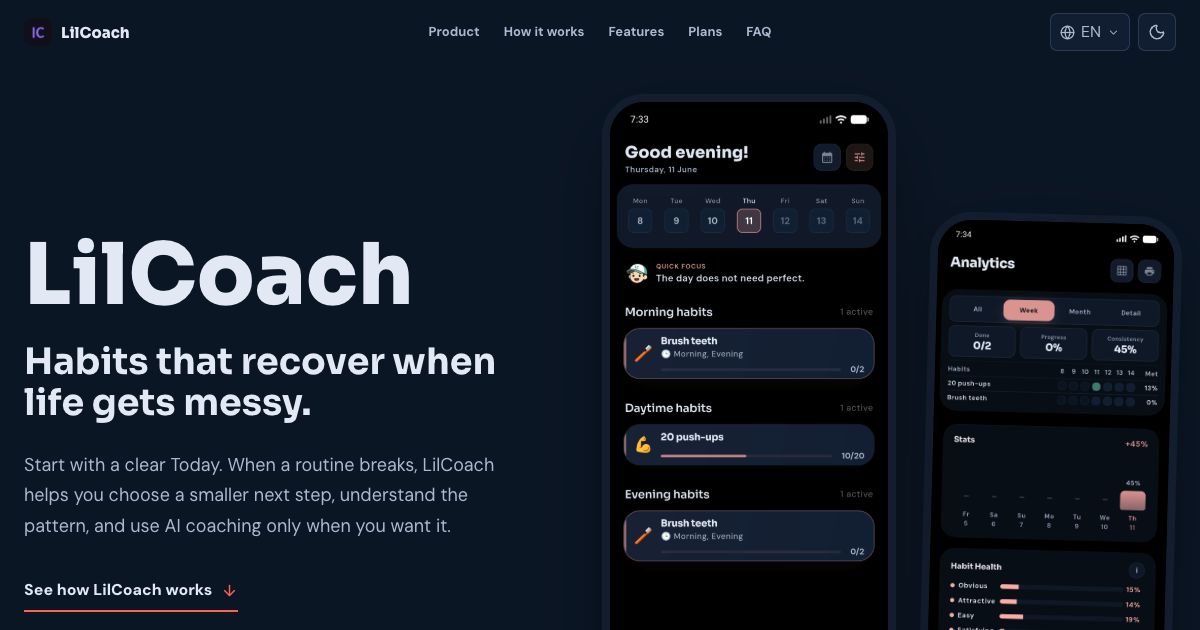 LilCoach habit tracker and daily planner